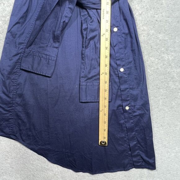GANT Shirt Dress Women’s Medium Navy 1/2 Button Front Tie Waist The Smile Shift - Picture 6 of 10